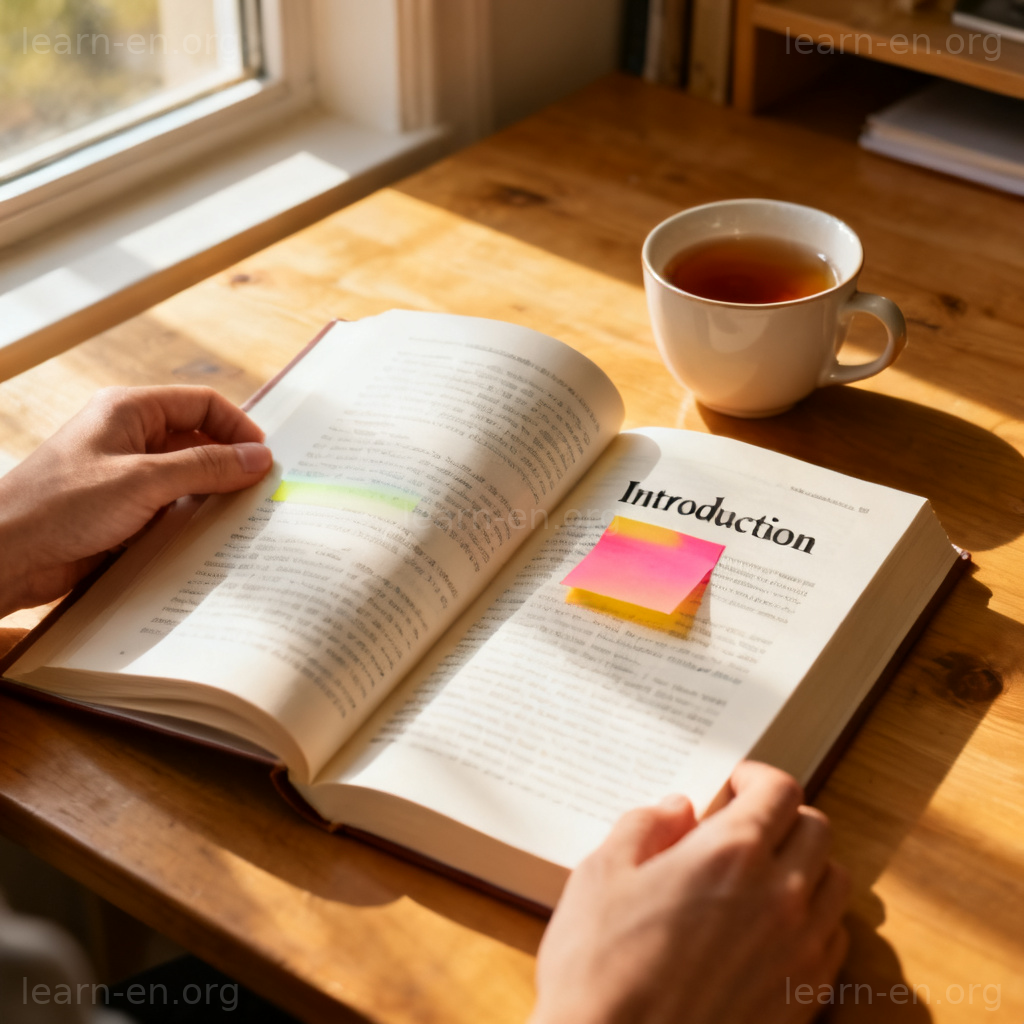 Introduction as an opening section: a textbook chapter titled Introduction highlighted on a desk.