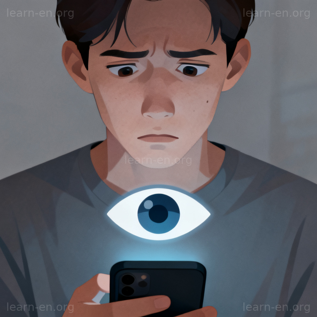 Invasive privacy intrusion eye icon on phone