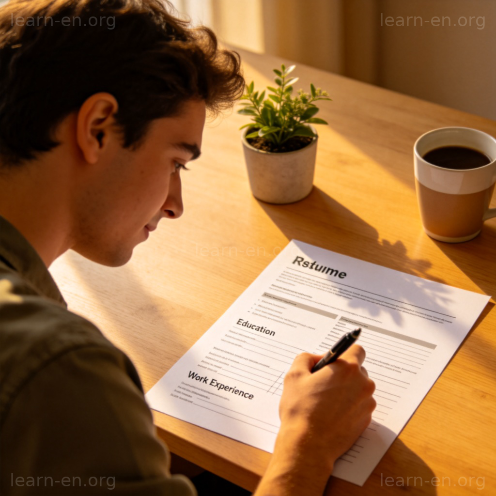 Job application form being filled out at desk