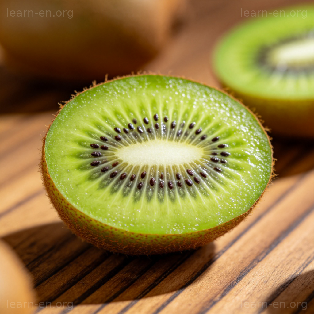 Tranche de kiwi vert avec graines noires