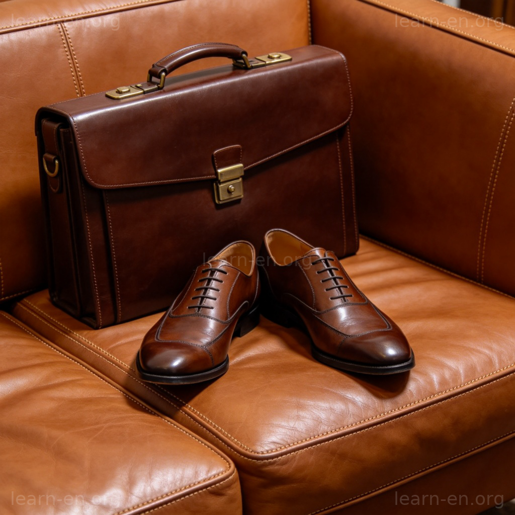 Close-up of a brown leather bag showing smooth texture