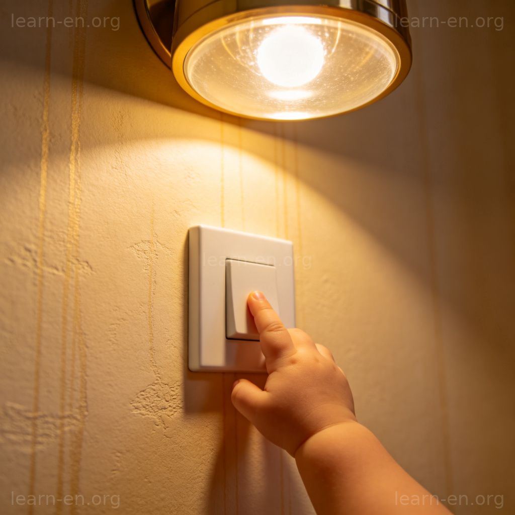 Light Switch 图解：手按墙壁电灯开关控制室内灯光场景