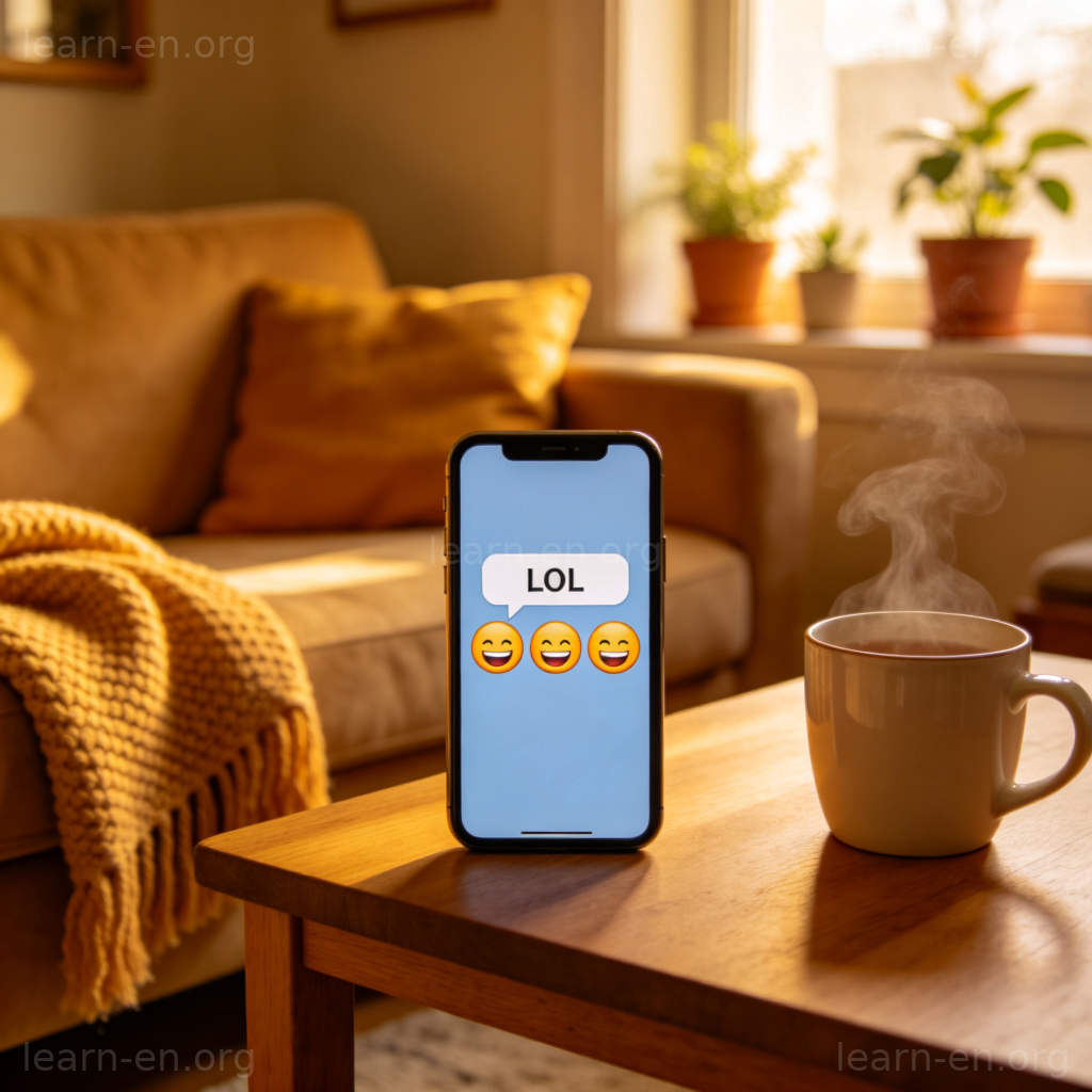 LOL含义图解：手机聊天界面显示LOL和笑哭表情符号