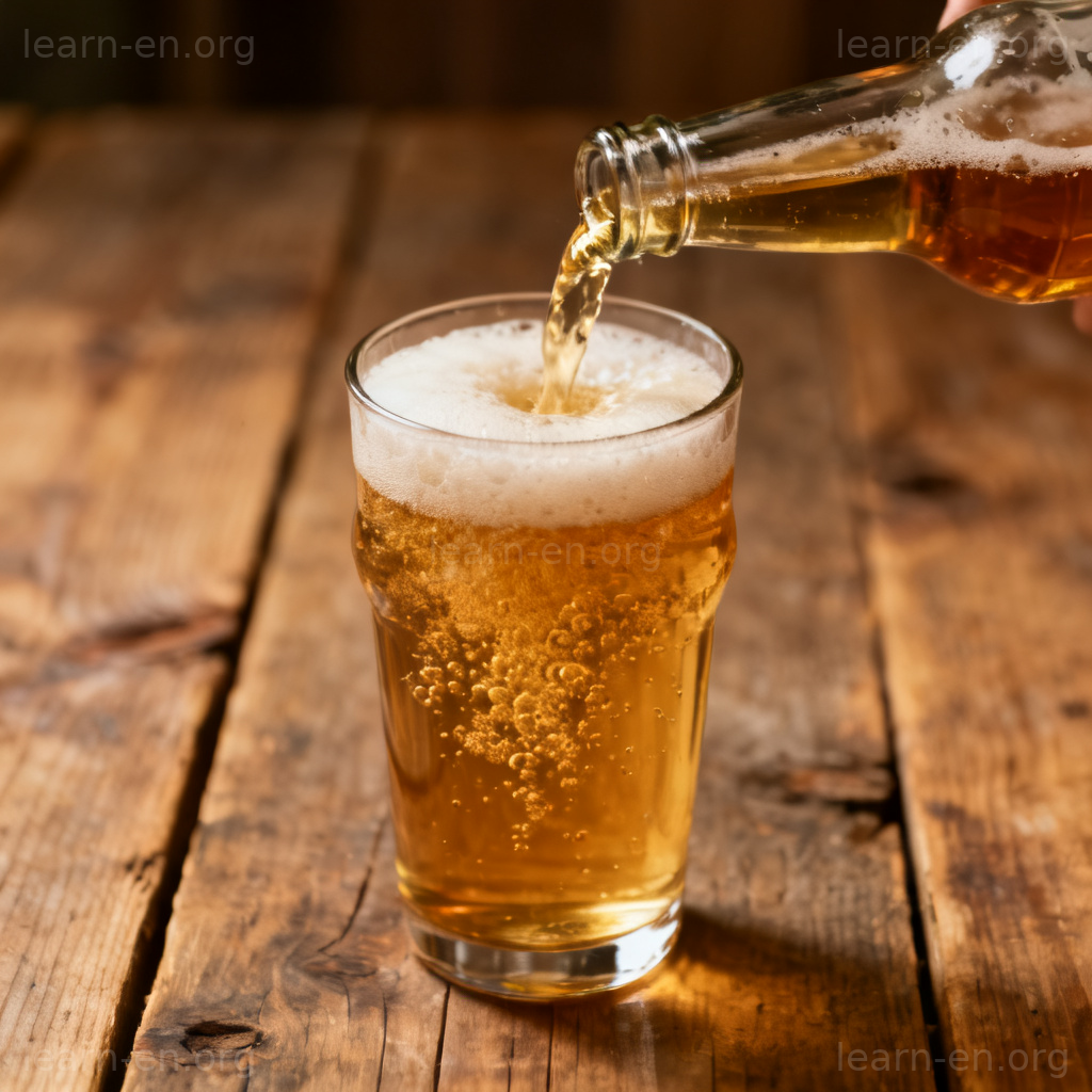 malt麦芽酒图解：琥珀色麦芽酒倒入品脱杯场景