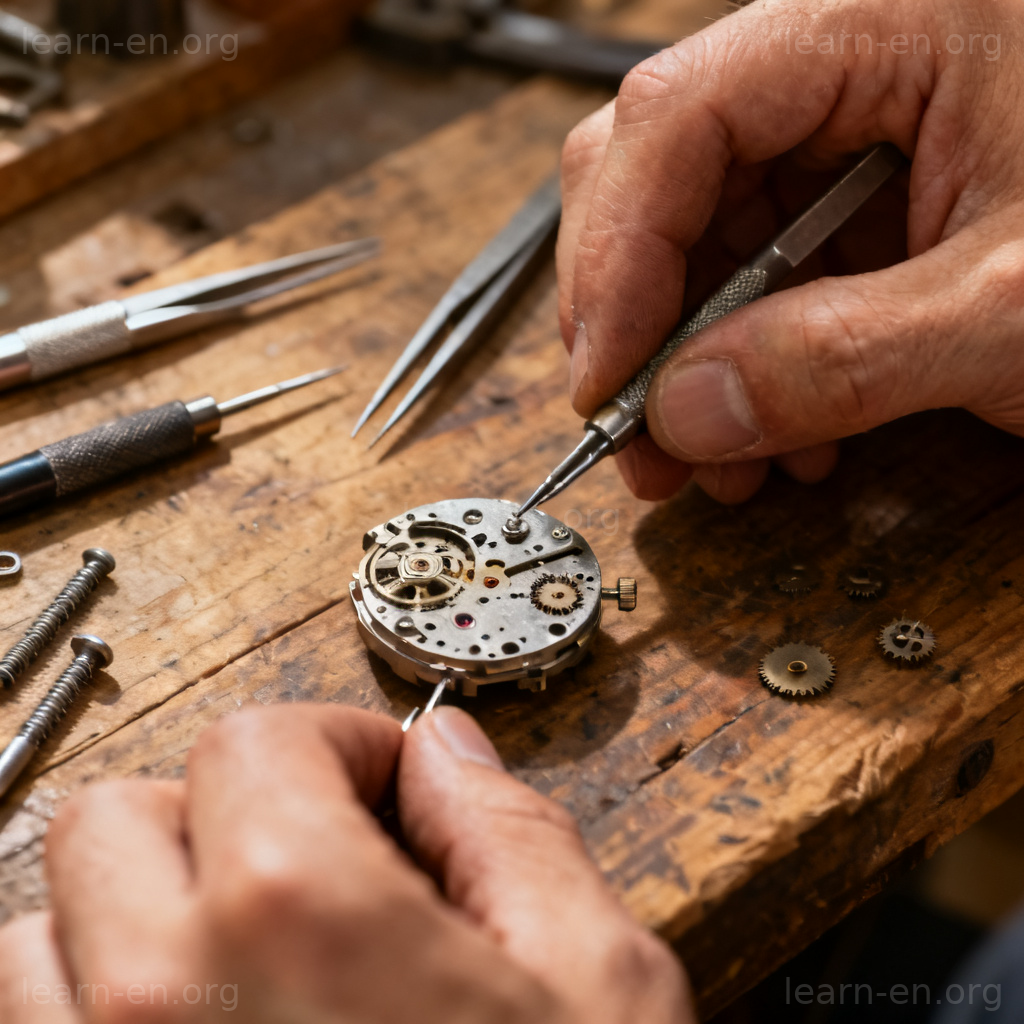 Manufacturer as artisan: close-up of hands crafting a precision mechanical device.