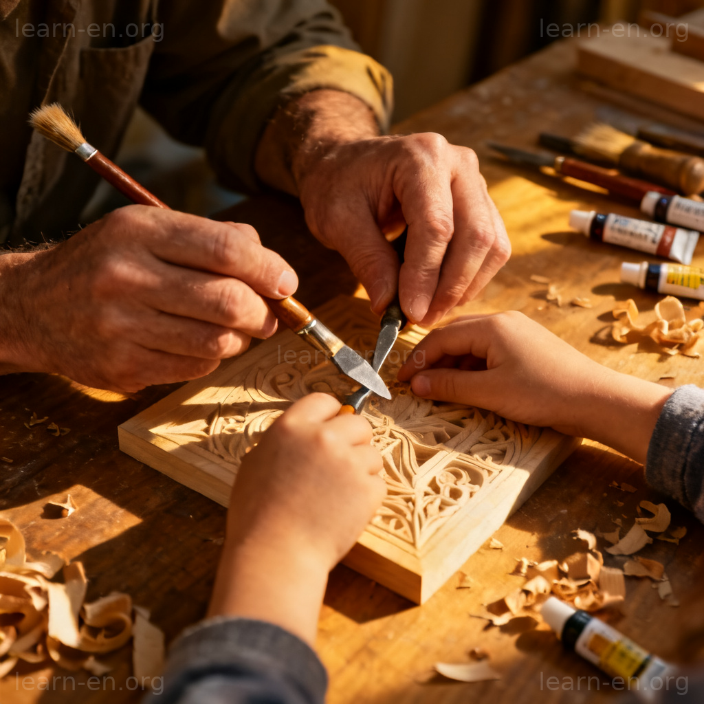 Hands guiding craft project showing mentor teaching skill