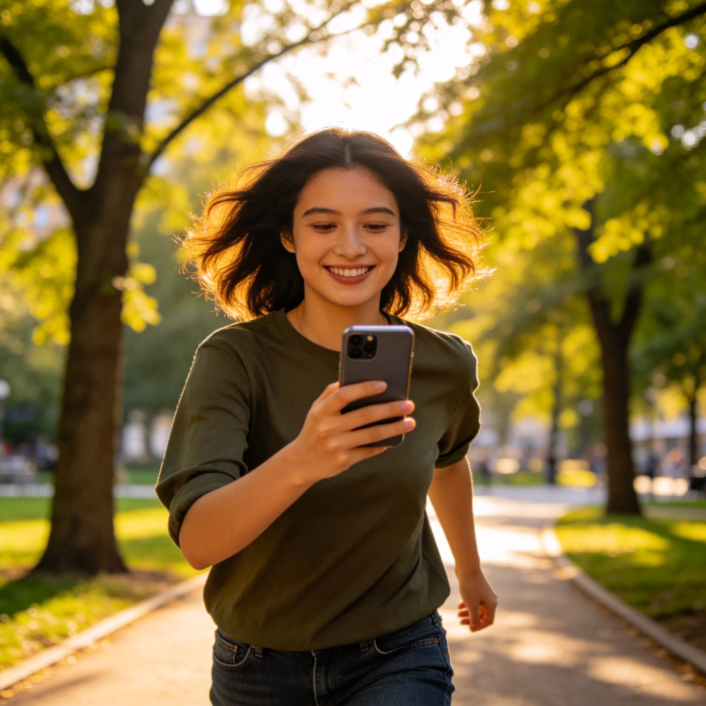 mobile 作为手机的场景：公园中使用智能手机