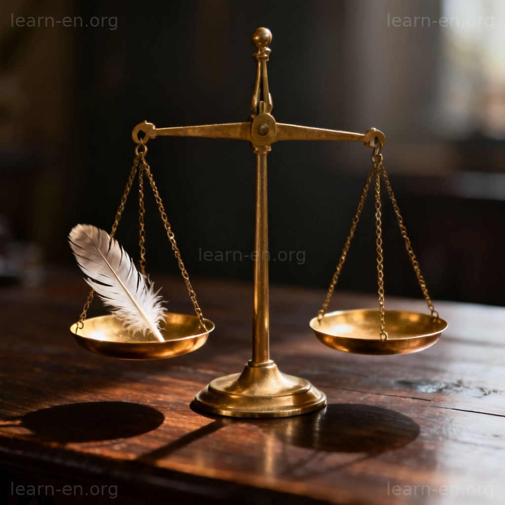 SEO image of golden scales balancing a feather, symbolizing moral judgment and ethics.