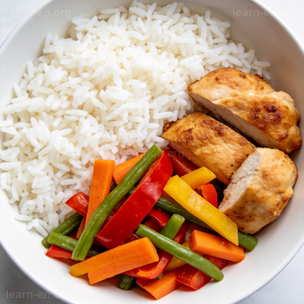 mostly 含义图解：主要由米饭构成的健康餐食