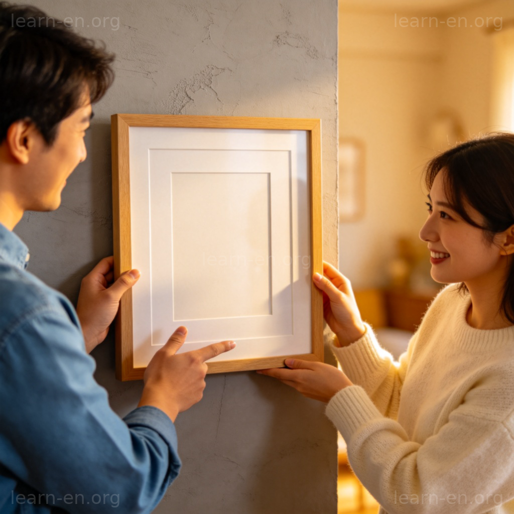 Move a little to the left 图解：两人友好调整墙上画框位置