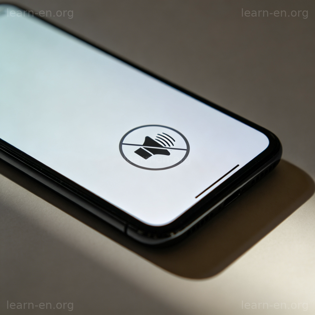 The mute icon on a smartphone screen showing a speaker with a red slash through it, symbolizing silence and no audible output