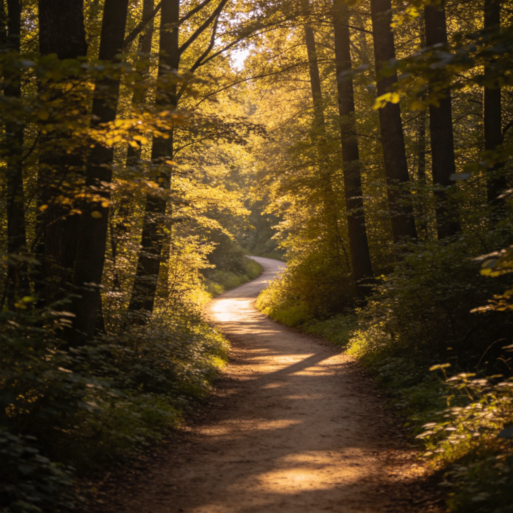 narrow 含义图解：森林中仅供一人通行的狭窄小径