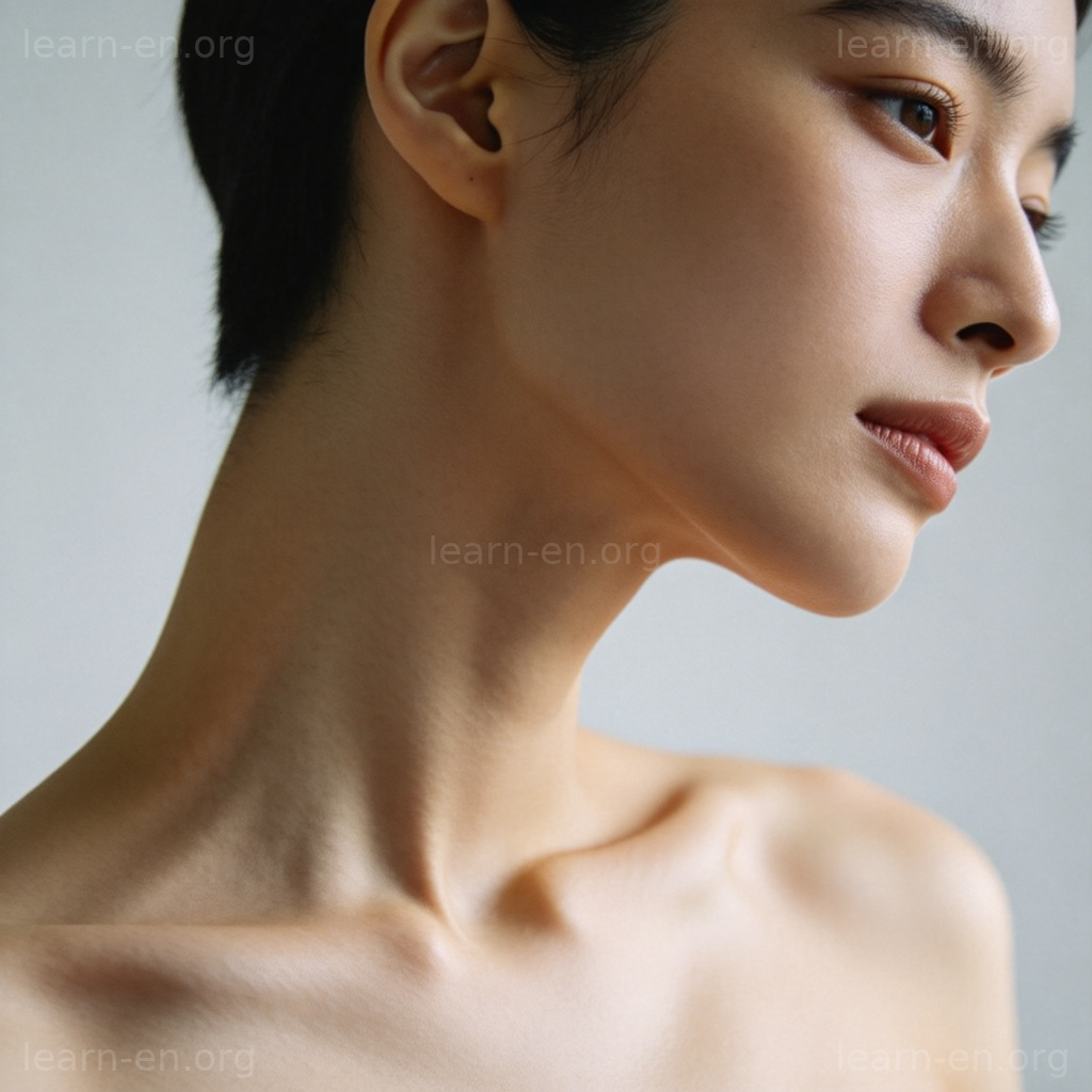 neck 脖子图解：侧视图展示颈部与肩膀的连接结构