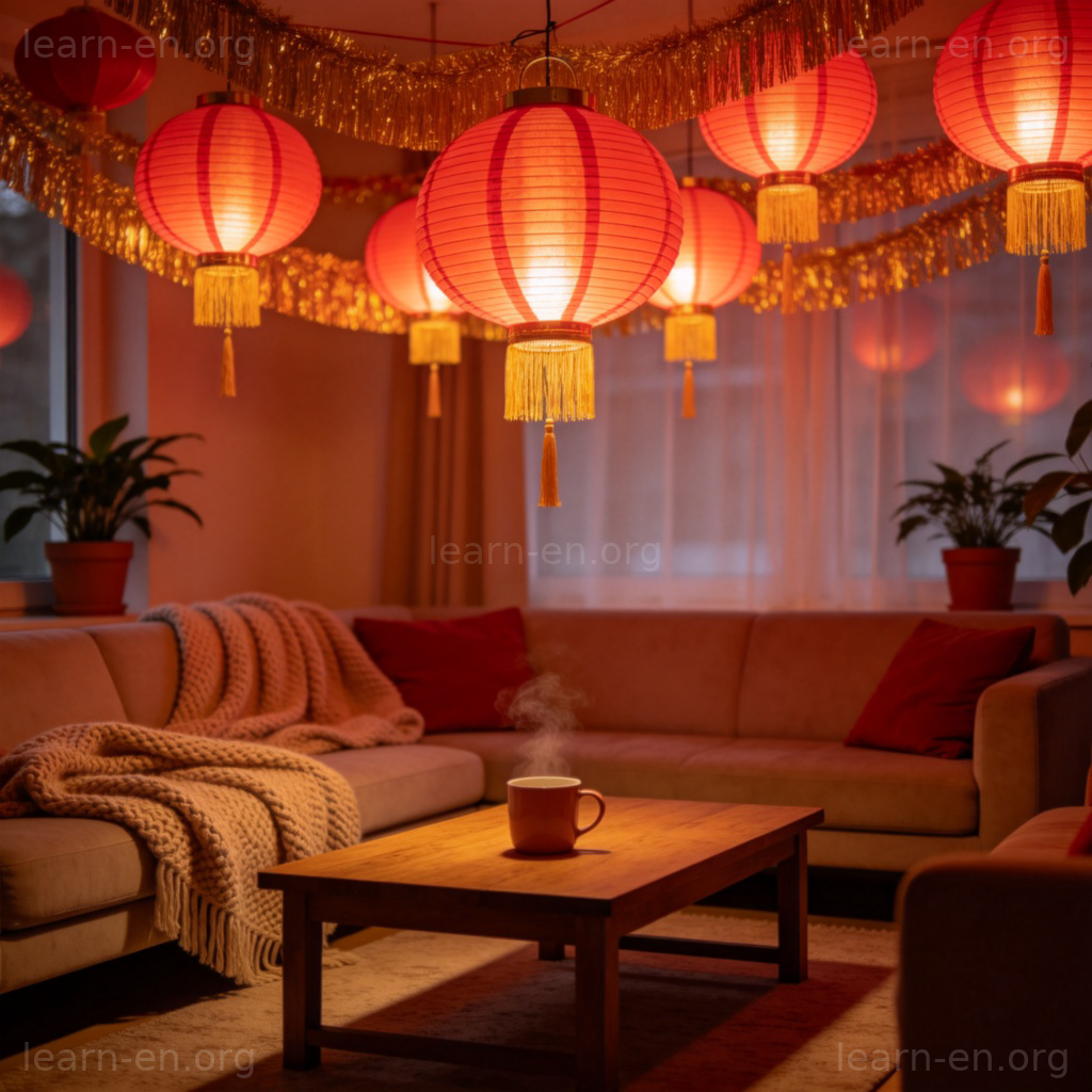 Décorations Nouvel An : lanternes rouges en salon