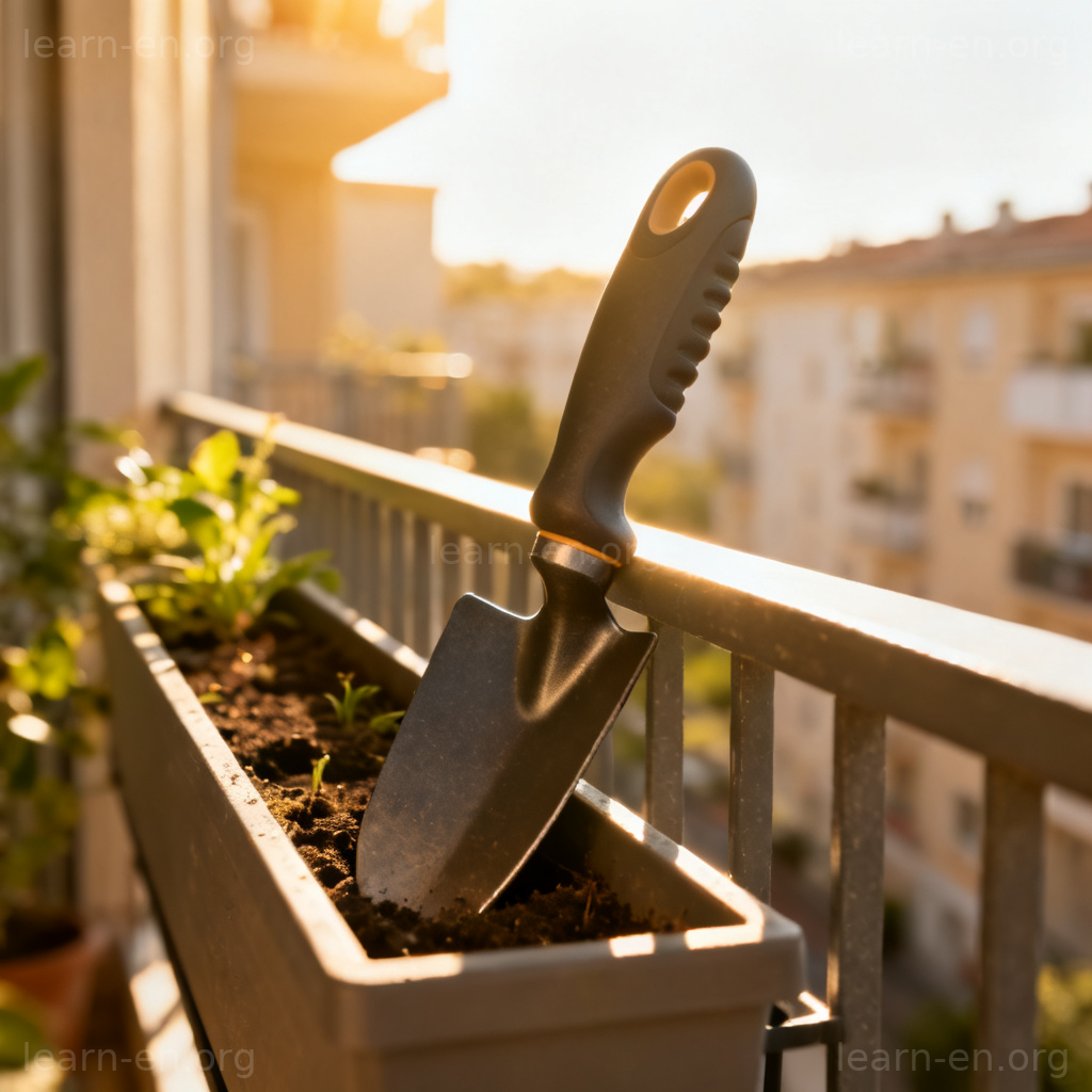 Niche meaning of perfect fit shown by a custom gardening tool in a planter.