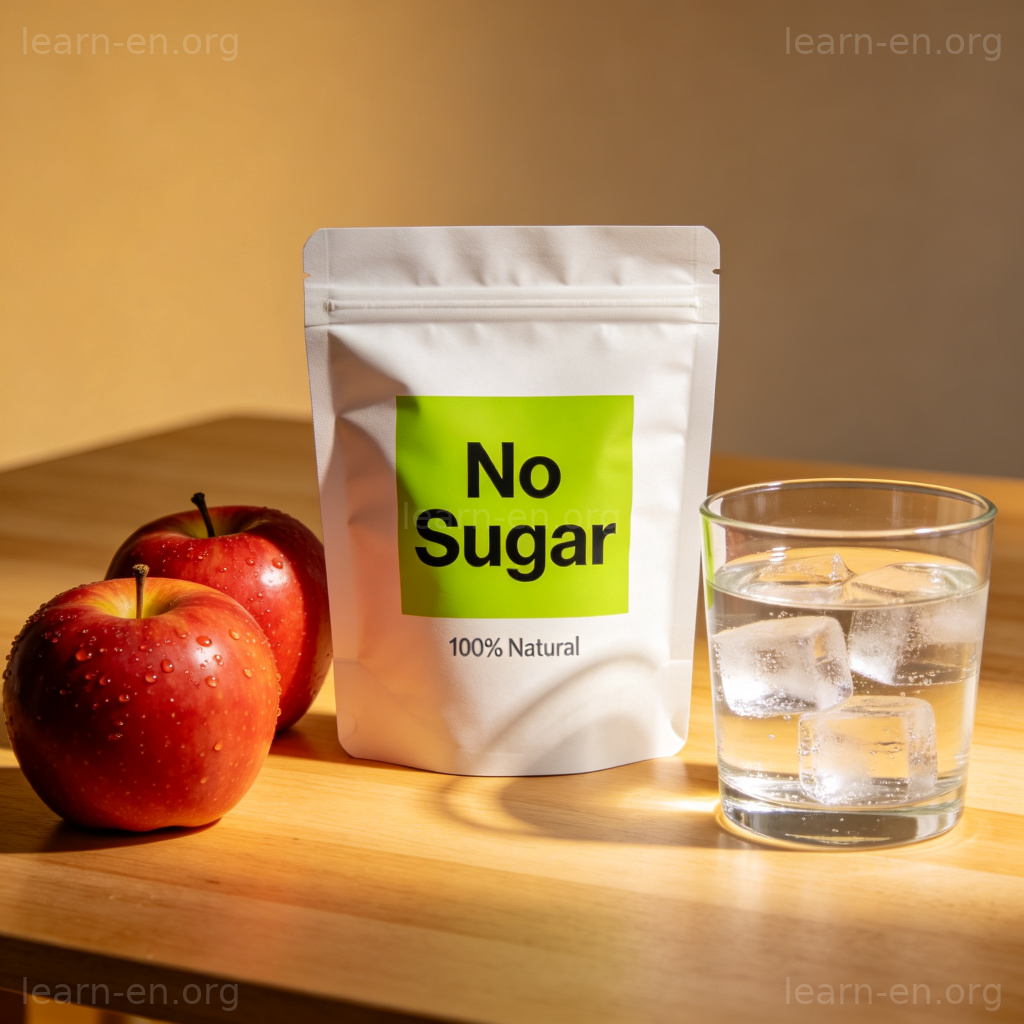 No Sugar 图解：印有无糖标签的食品包装与健康食材场景