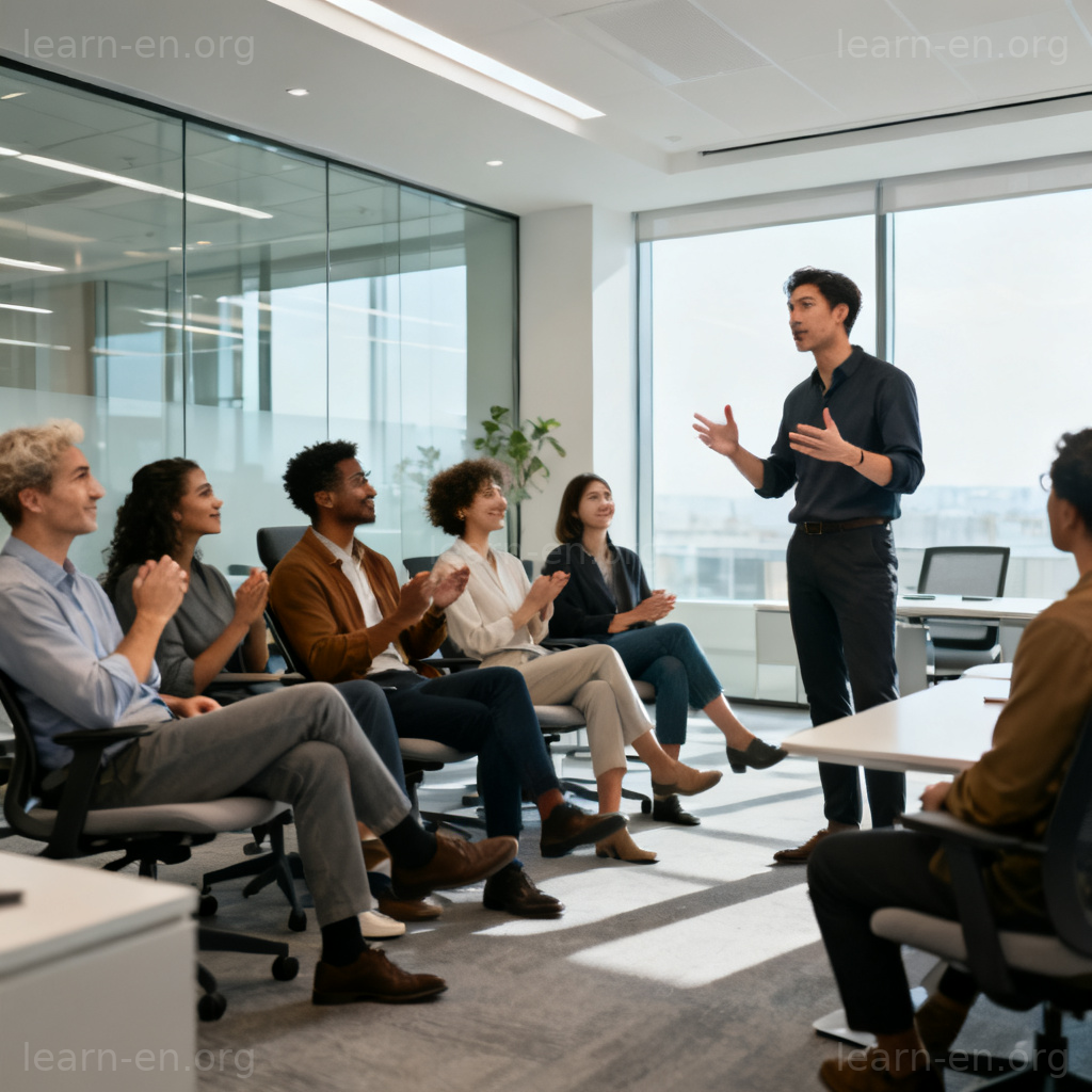 Observation as an insightful comment shown in a business meeting with a speaker sharing ideas.