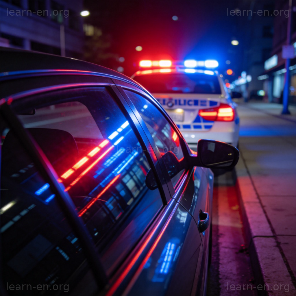 offense 违法行为图解：警车灯光下车辆被拦停执法