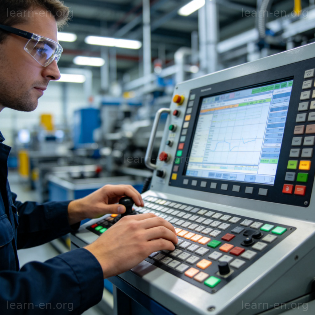 operator 操作员图解：工厂控制室技术人员操作控制面板