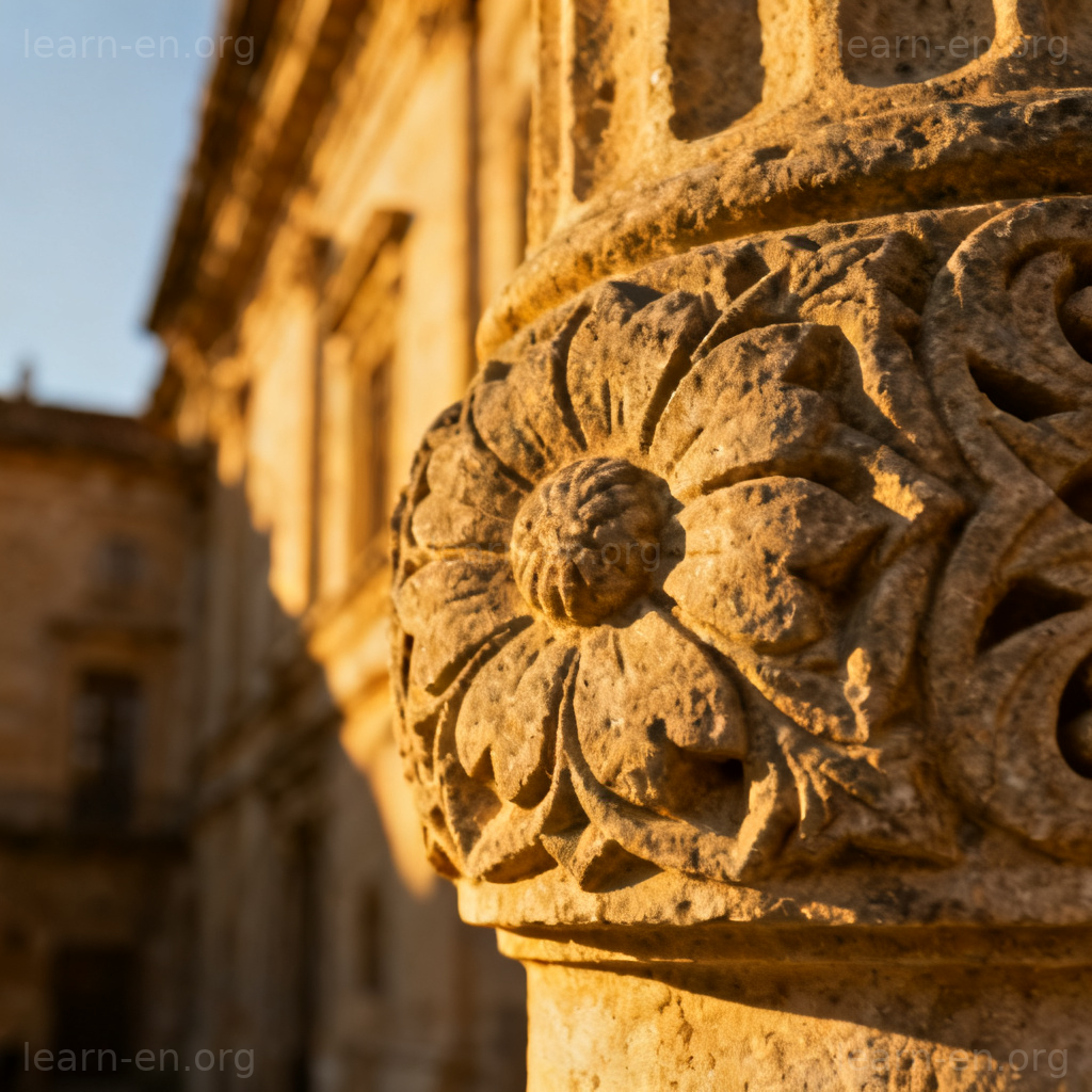 Ornament as architectural detail: intricate carved stone pattern on a historical building.