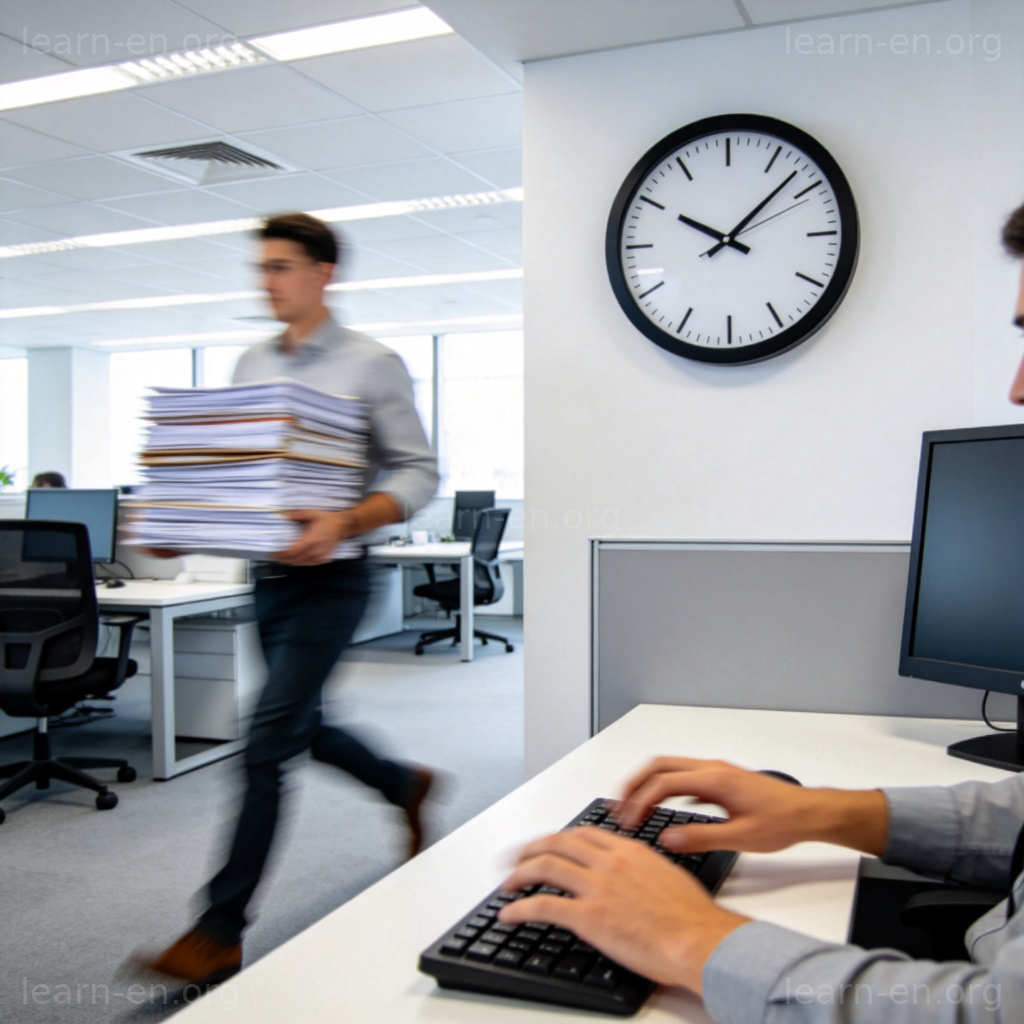 pace 节奏含义图解：快节奏办公室的繁忙工作场景
