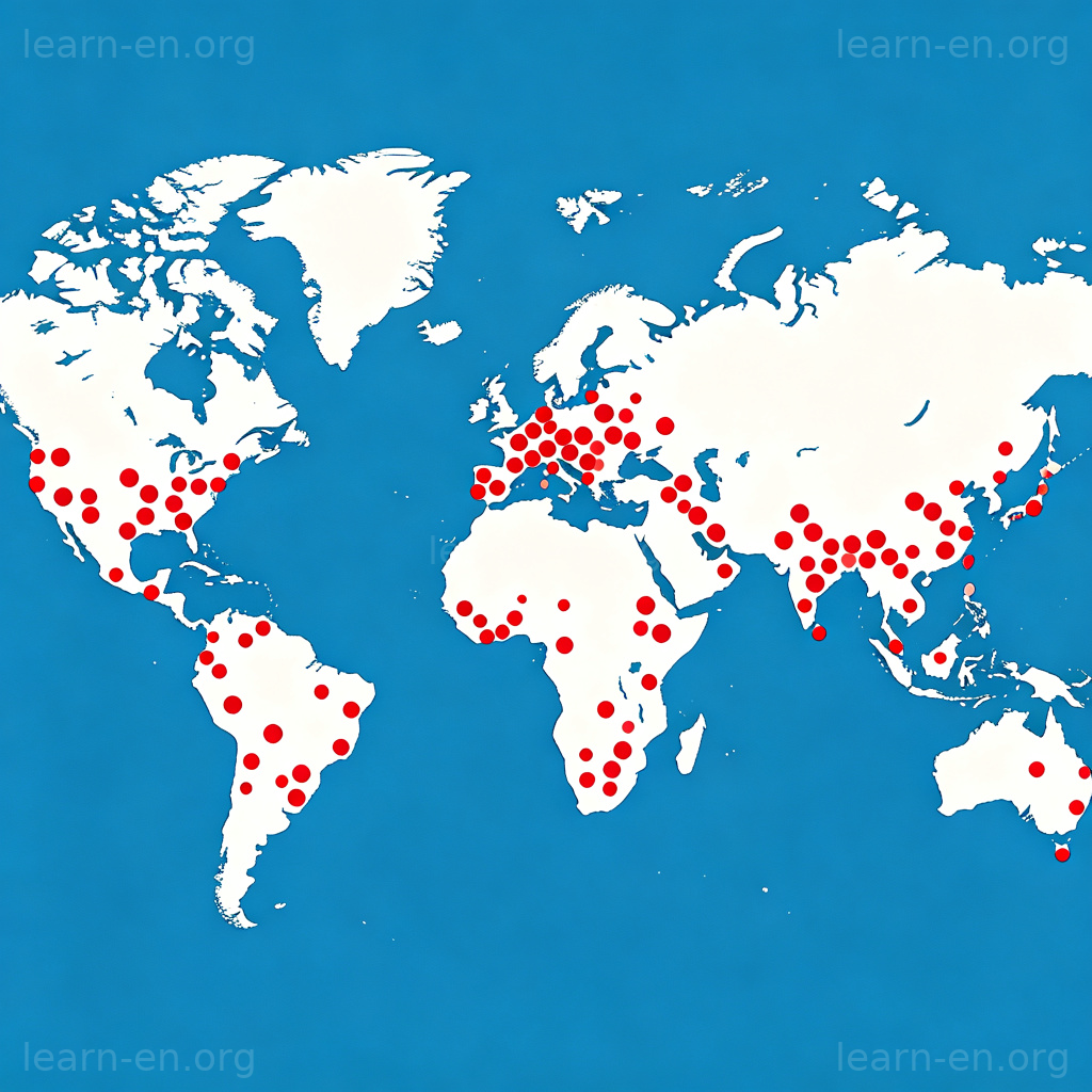 pandemic 大流行病图解：世界地图上红点遍布各大洲