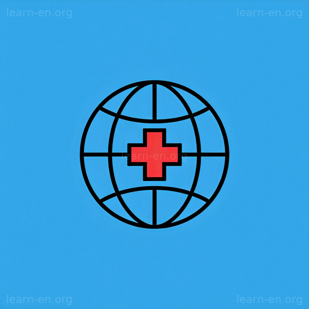 pandemic 形容词含义图解：带医疗十字标志的全球图标