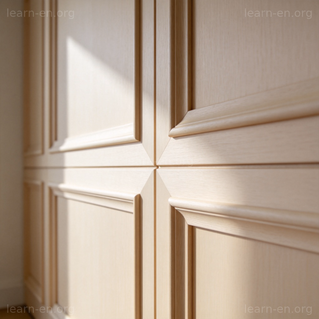 panel 含义图解：现代室内装饰木质墙板特写