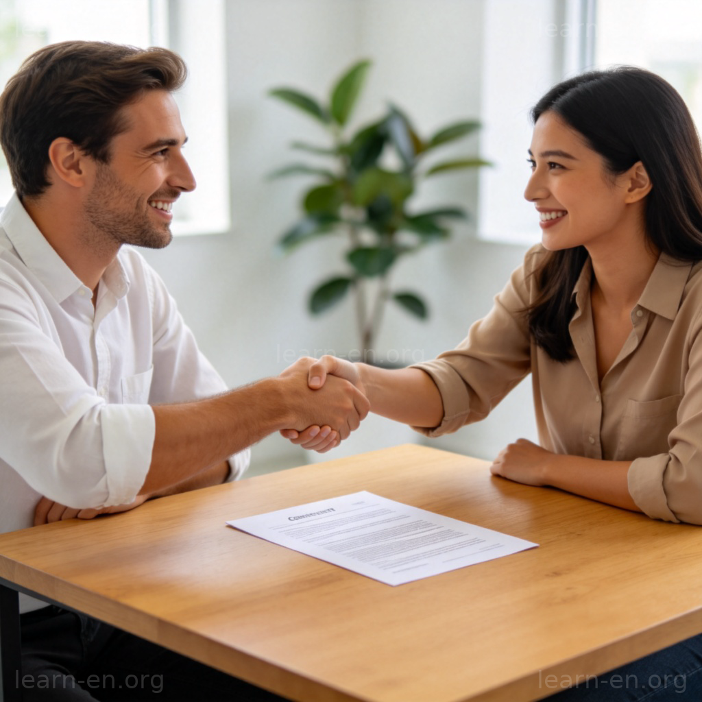 partnership 商务合伙场景图解：双方握手签署合作协议
