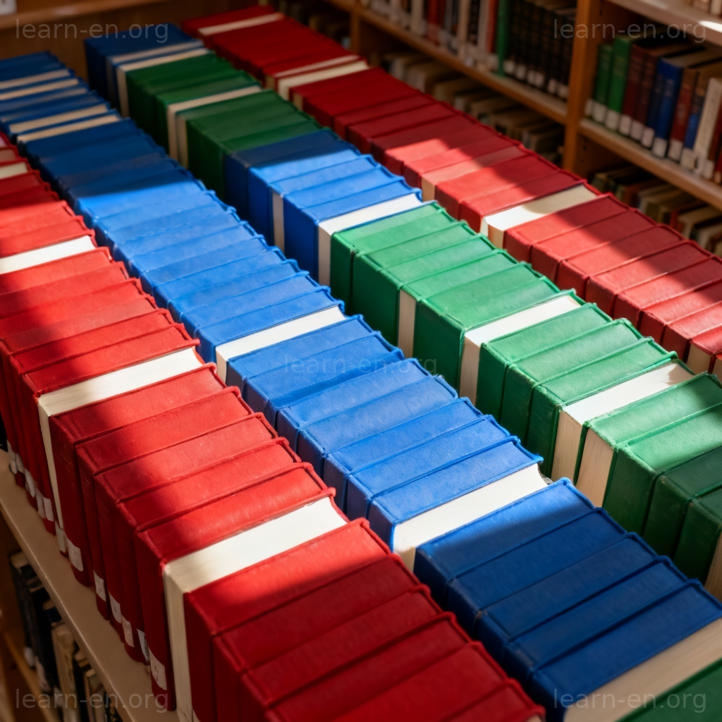 Pattern illustration: books arranged by color creating a repeating stripe design.