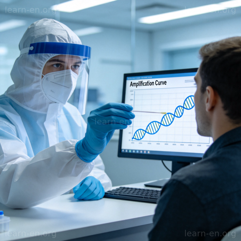 PCR Test核酸检测图解：医护人员采样与DNA扩增曲线