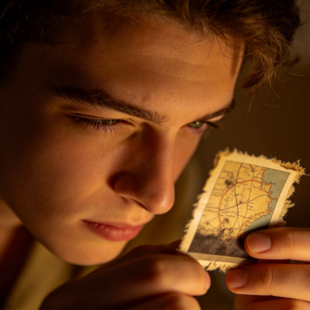 peer 动词仔细看含义图解：人物眯眼专注查看细节特写