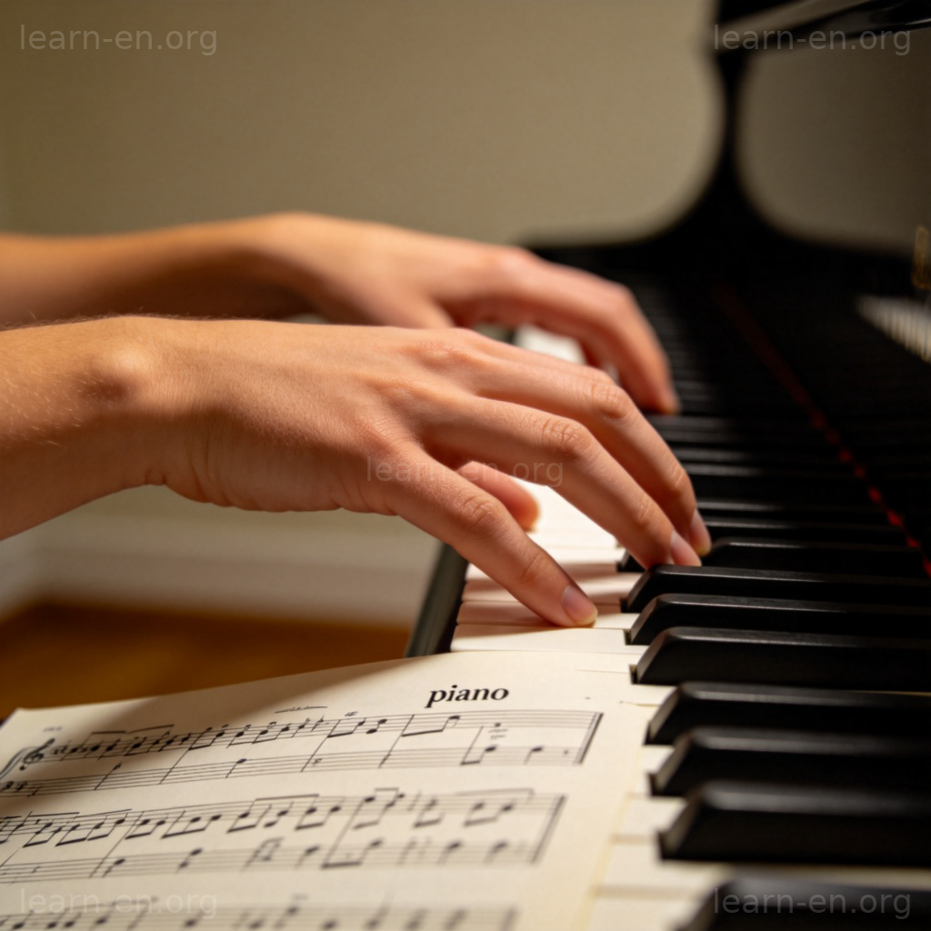 Piano 弱奏图解：乐谱上标注的力度记号 p (piano)