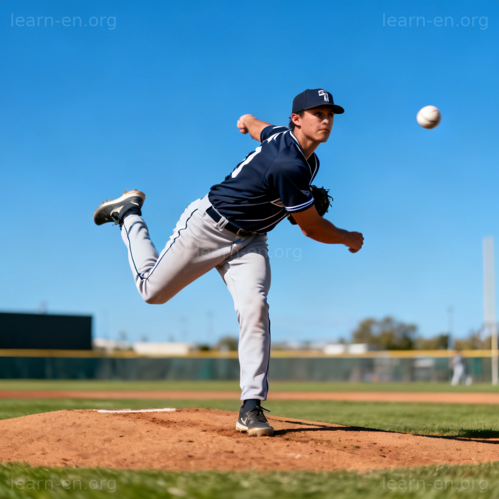 Pitch meaning illustrated by a baseball pitcher throwing a ball in a game.