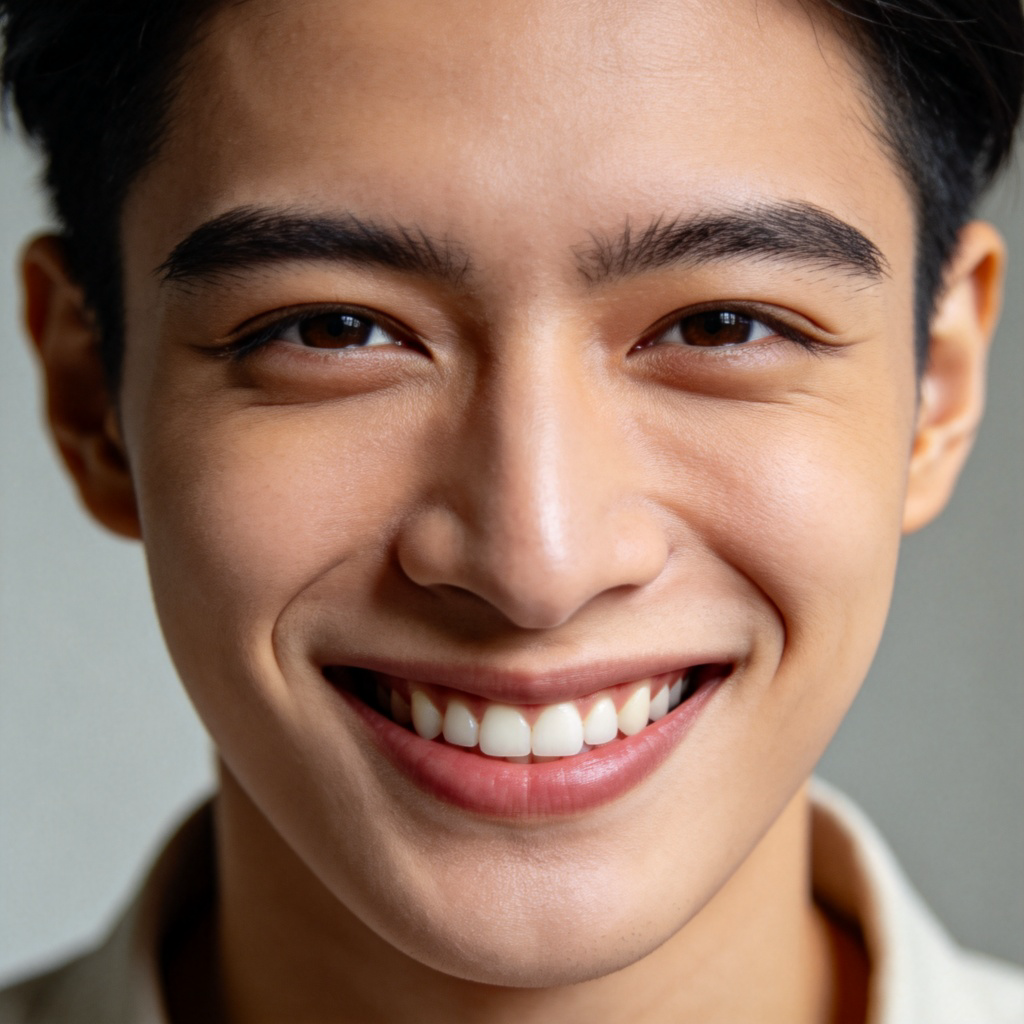 plastic不自然含义图解：人物僵硬虚假的笑容表情