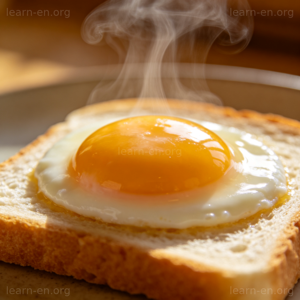 Perfect poached egg with runny yolk on toast