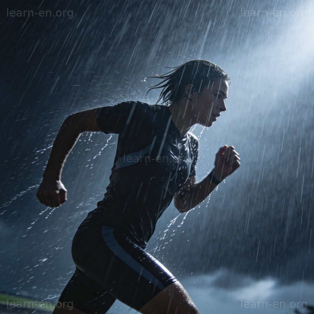 pouring rain 倾盆大雨场景图解：人物在暴雨中奔跑