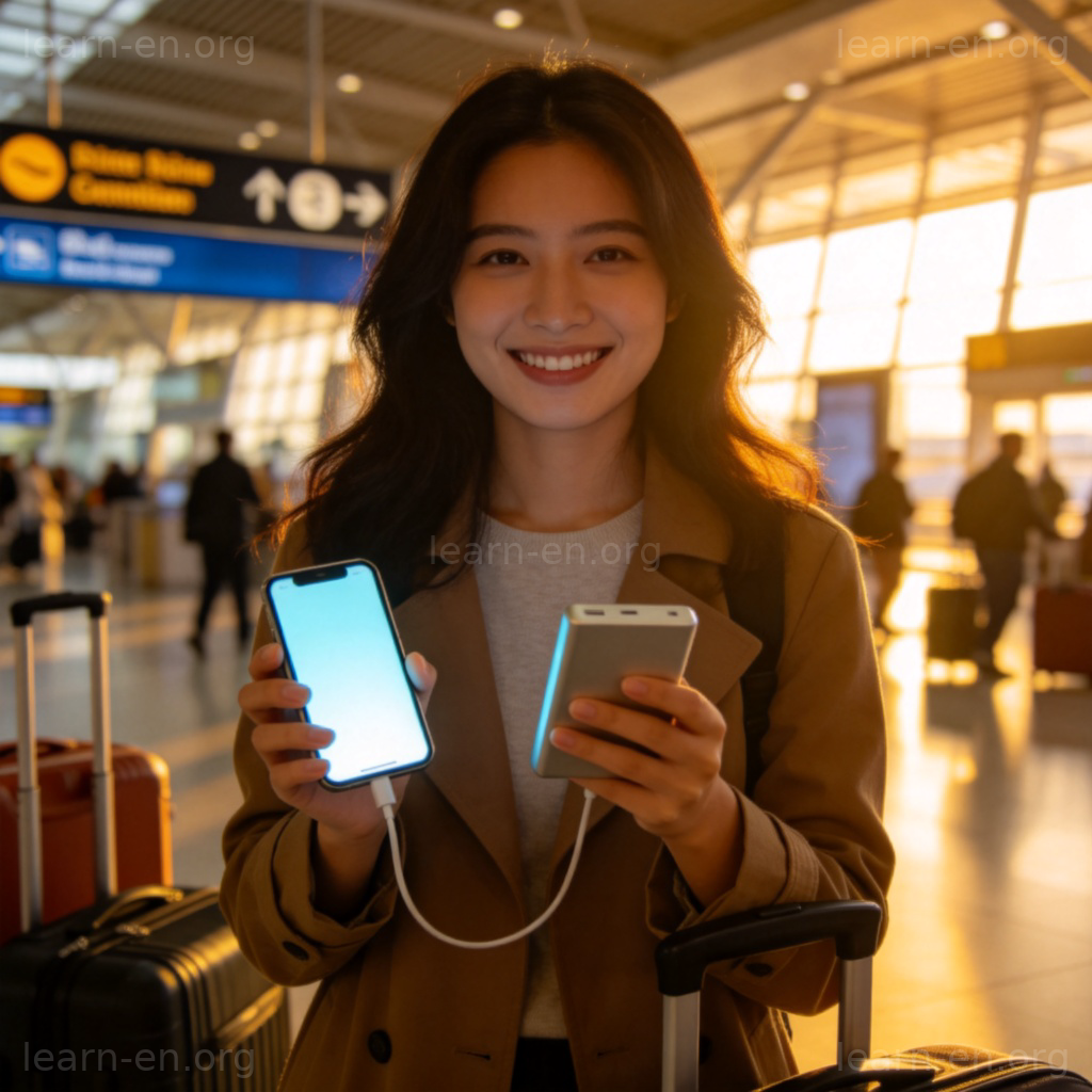 Power Bank 充电宝图解：机场旅客用充电宝为手机充电