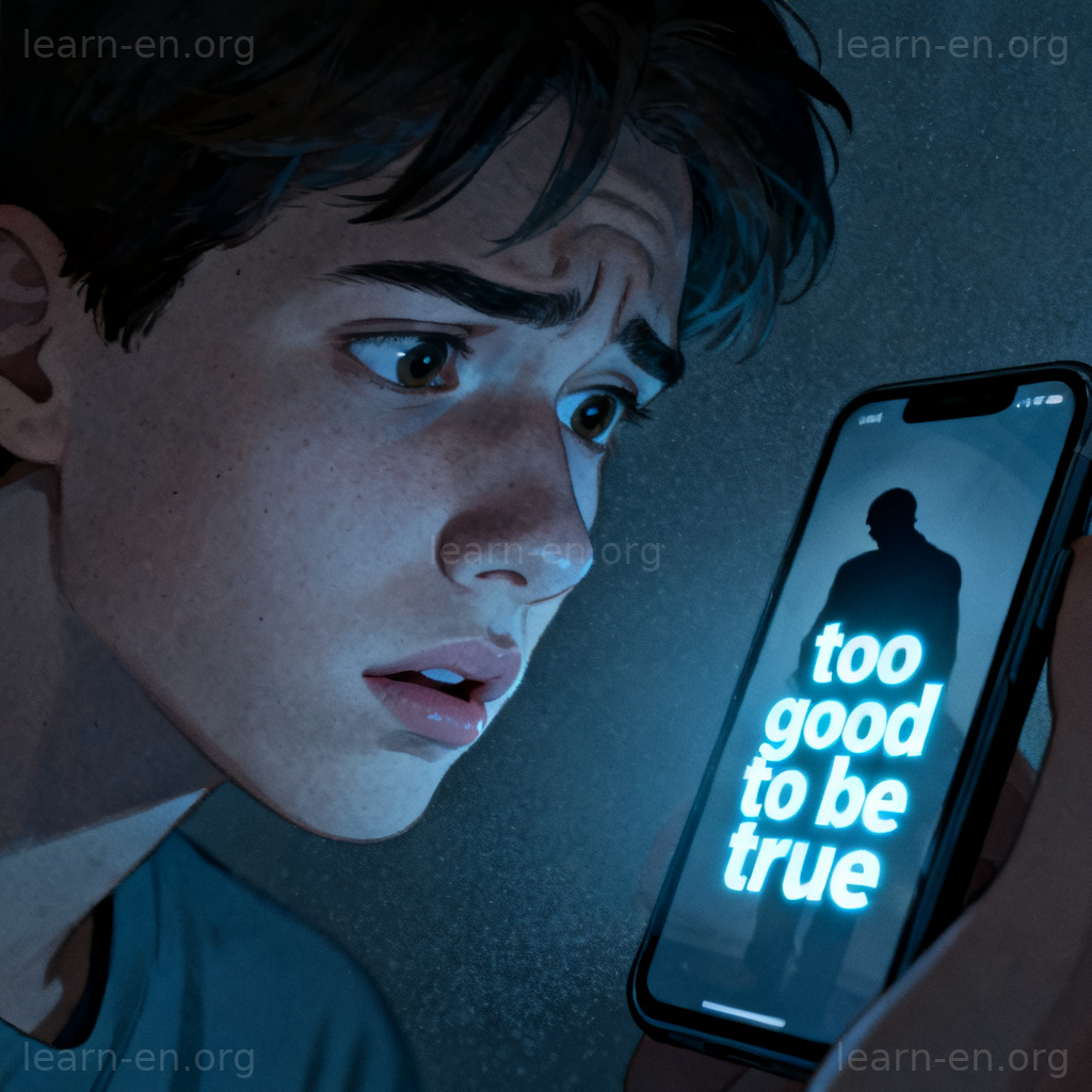 Prey as victim: person targeted by an online scam on smartphone.