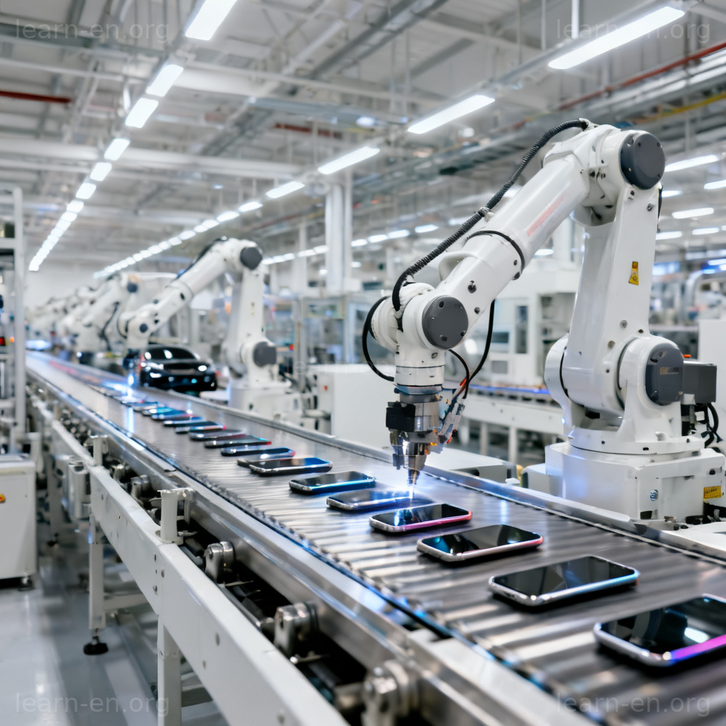 Productivity concept: High output rate in an automated factory assembly line.