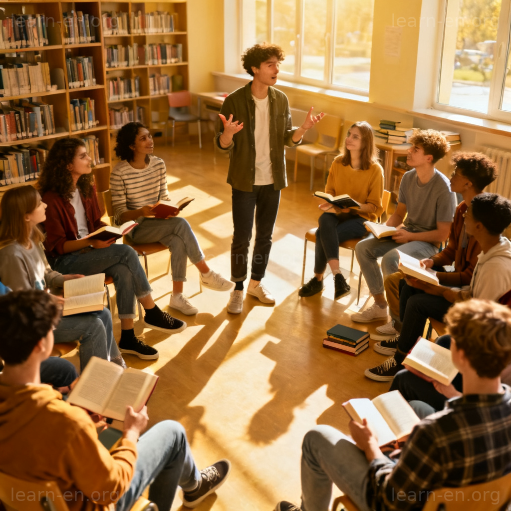 Profit as benefit shown by a group gaining from a book club discussion.