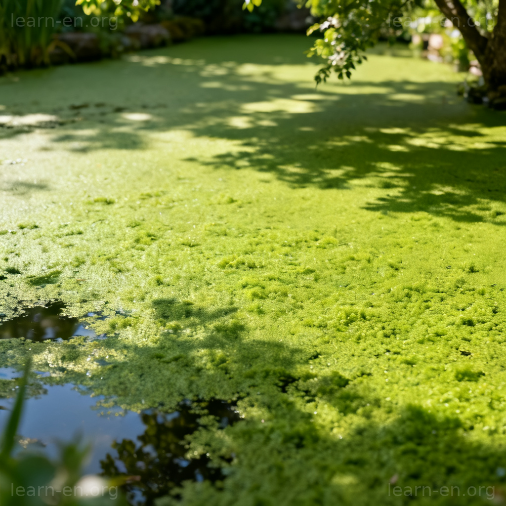 Proliferate meaning shown by algae abundantly reproducing on a pond surface.
