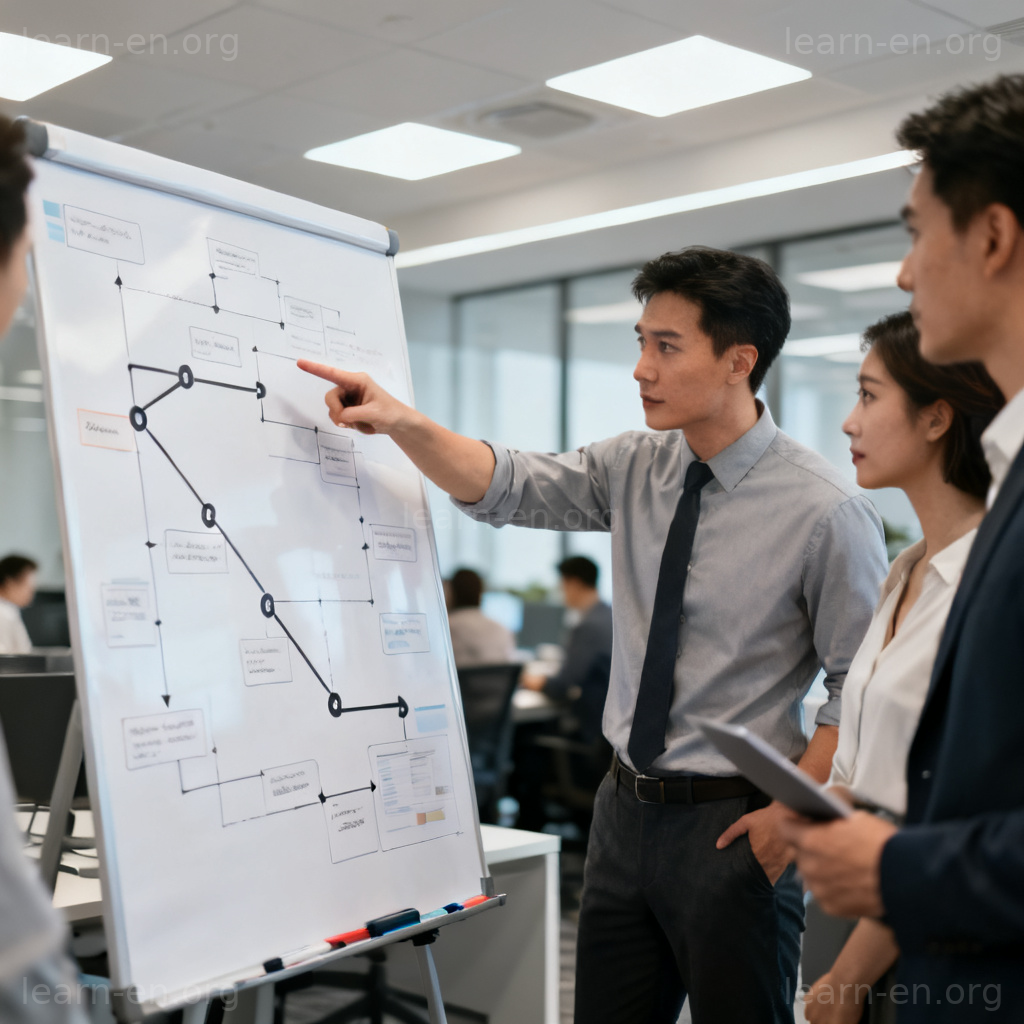 Prosecute a plan: team working determinedly on project