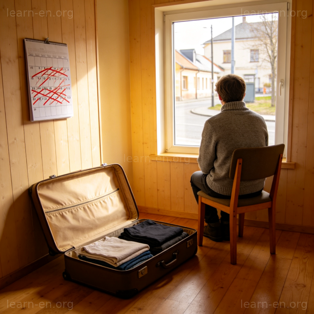 quarantine period 图解：隔离期间在房间内等待，日历标记天数