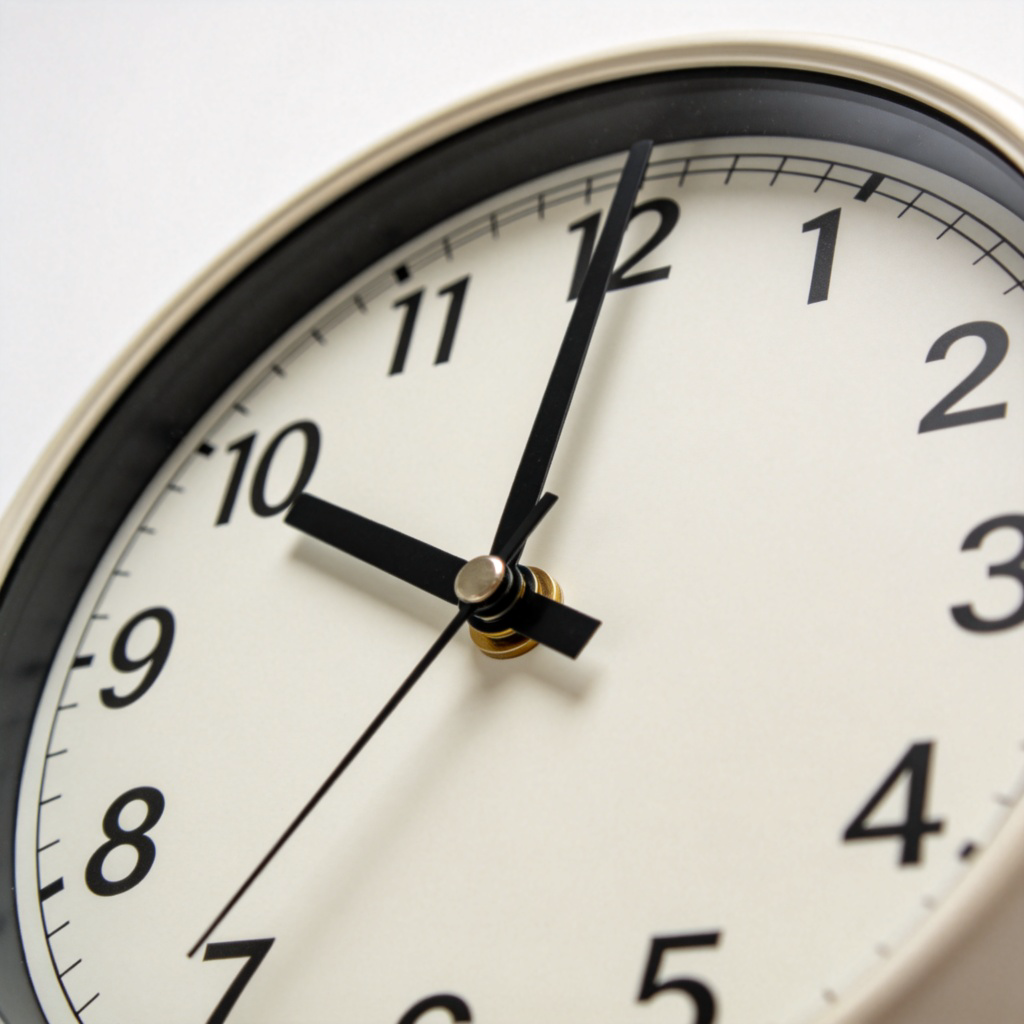 A close-up of a classic analog wall clock with clear numbers. The hour hand points at the 3, and the minute hand points directly at the 3, showing the time as 3:15 (a quarter past three). Simple white background. No text.