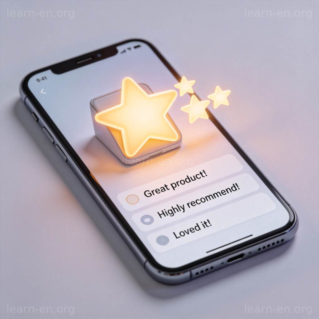 Symbole cinq étoiles pour notation produit sur smartphone