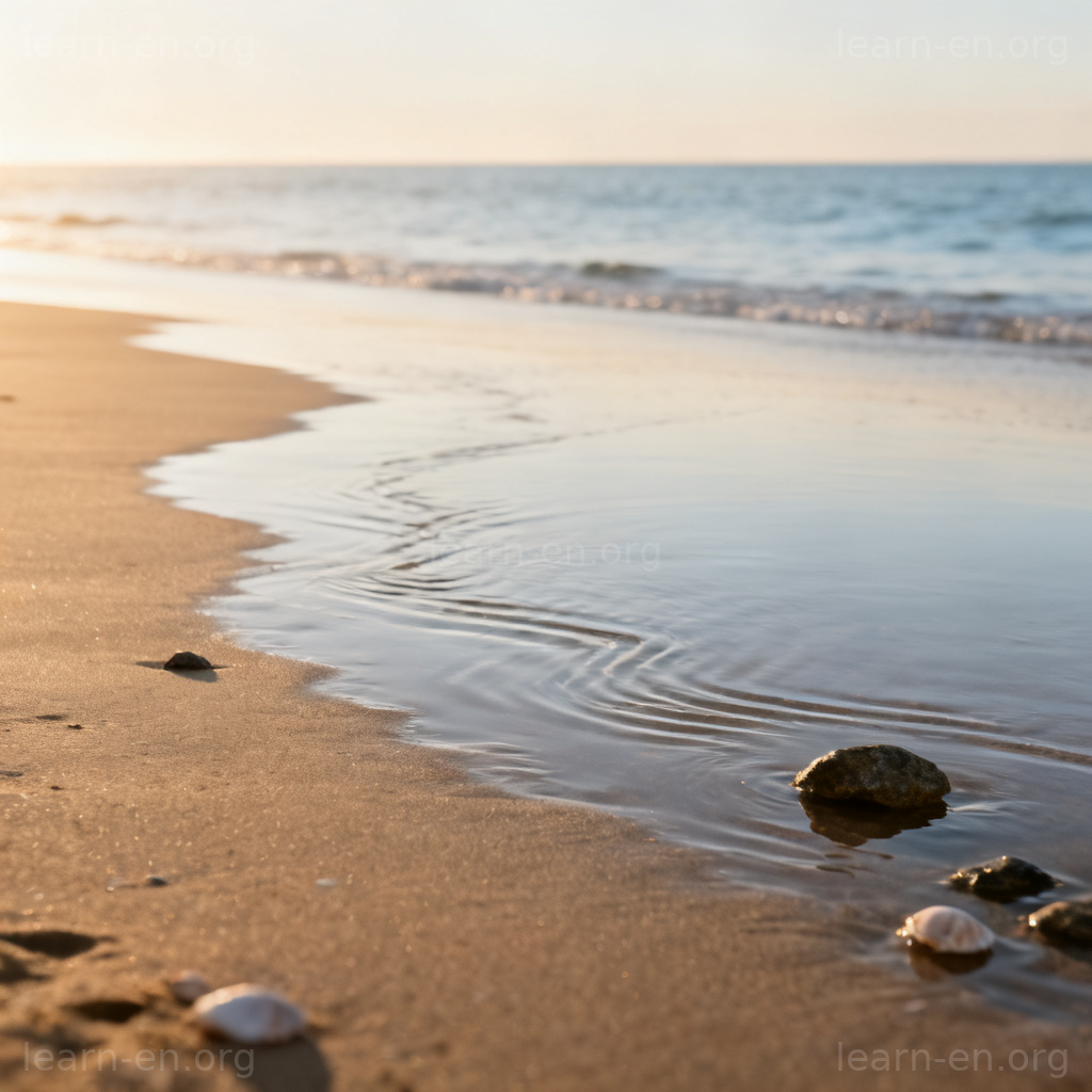 Recession concept: ocean water receding at low tide, showing withdrawal and retreat.