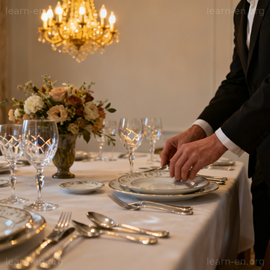 Refinement elegance fine dining table setting with details