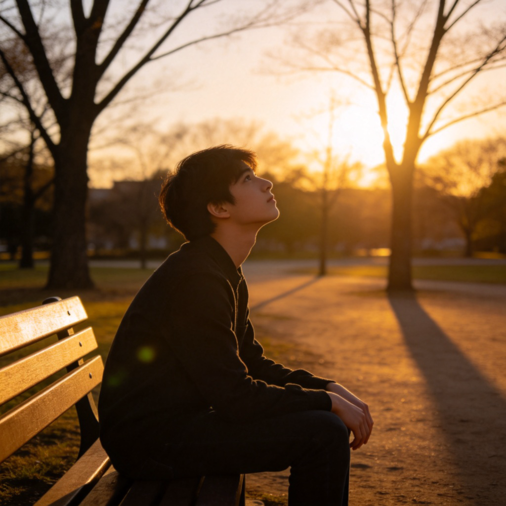 reflection 反思含义图解：人物在夕阳下沉思的场景
