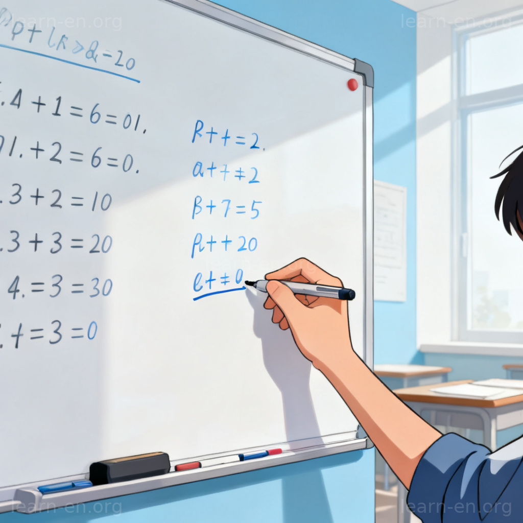 Reinforce learning with a student practicing problems on a whiteboard to consolidate knowledge.
